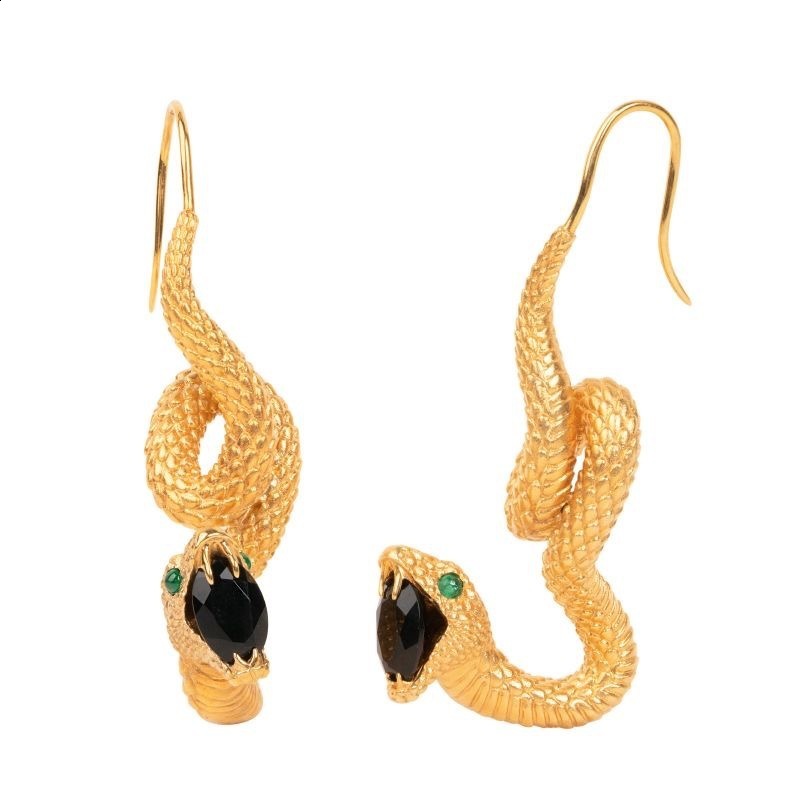 Snake Earrings Jewelry Snake Shaped Dangle Animal Gift For Her Women Girls Green Gem Eye Christmas Gift 231018