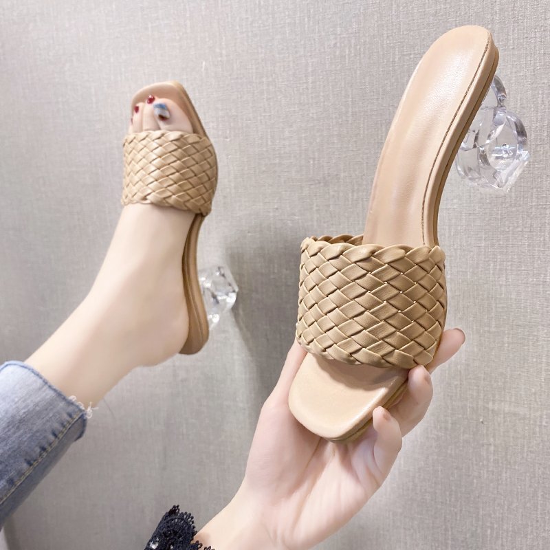 Celebrity Ddmywed Internet Woven Open Toed Half Slippers Summer Wear With Exposed Toes Fashionable And Comfortable Ins Women S Shoes Chinese Brand F D