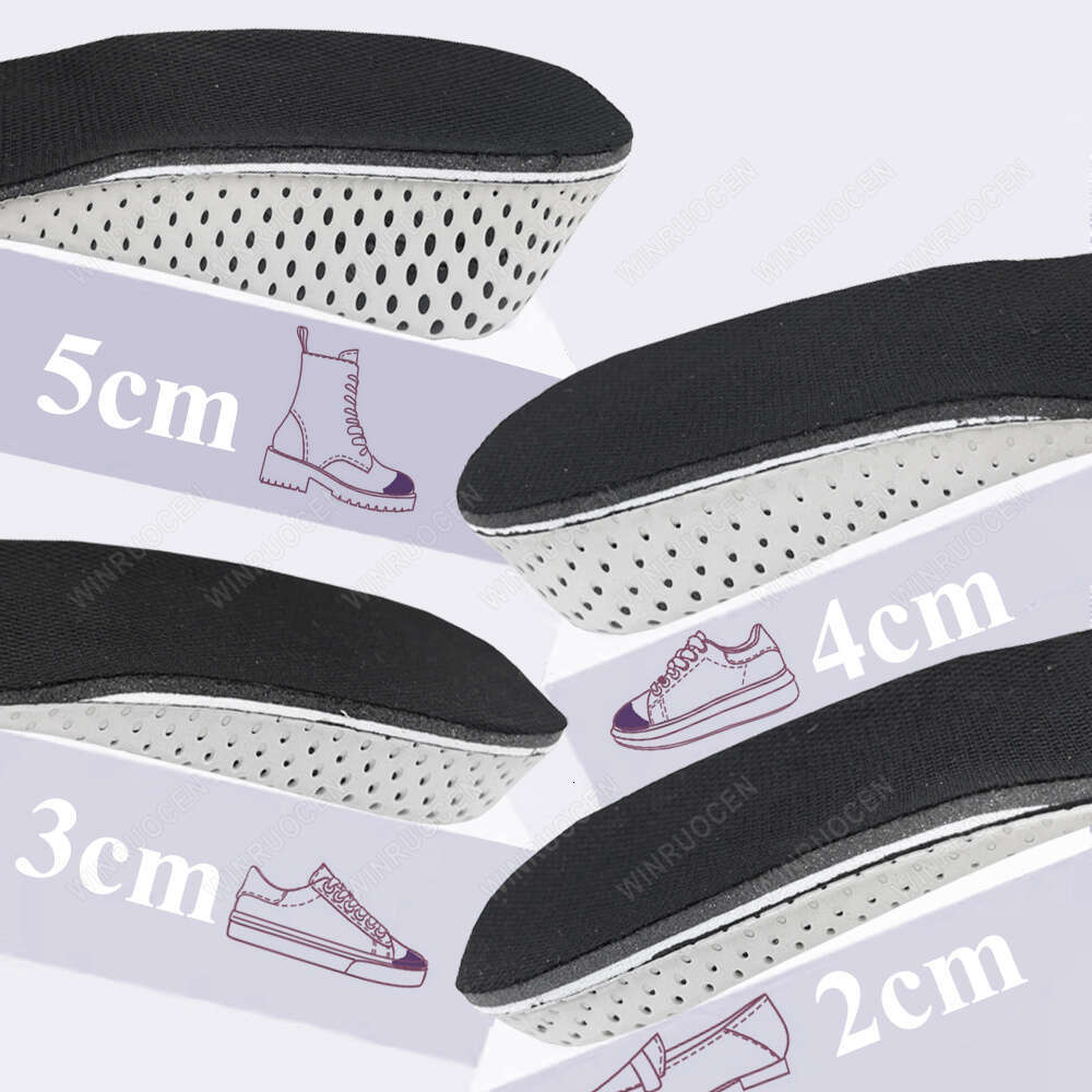 WINRUOCEN 2-5cm Half Height Increase Insoles Hard Breathable Heel Insert Sports Shoes Pad Cushion Elevator Unisex