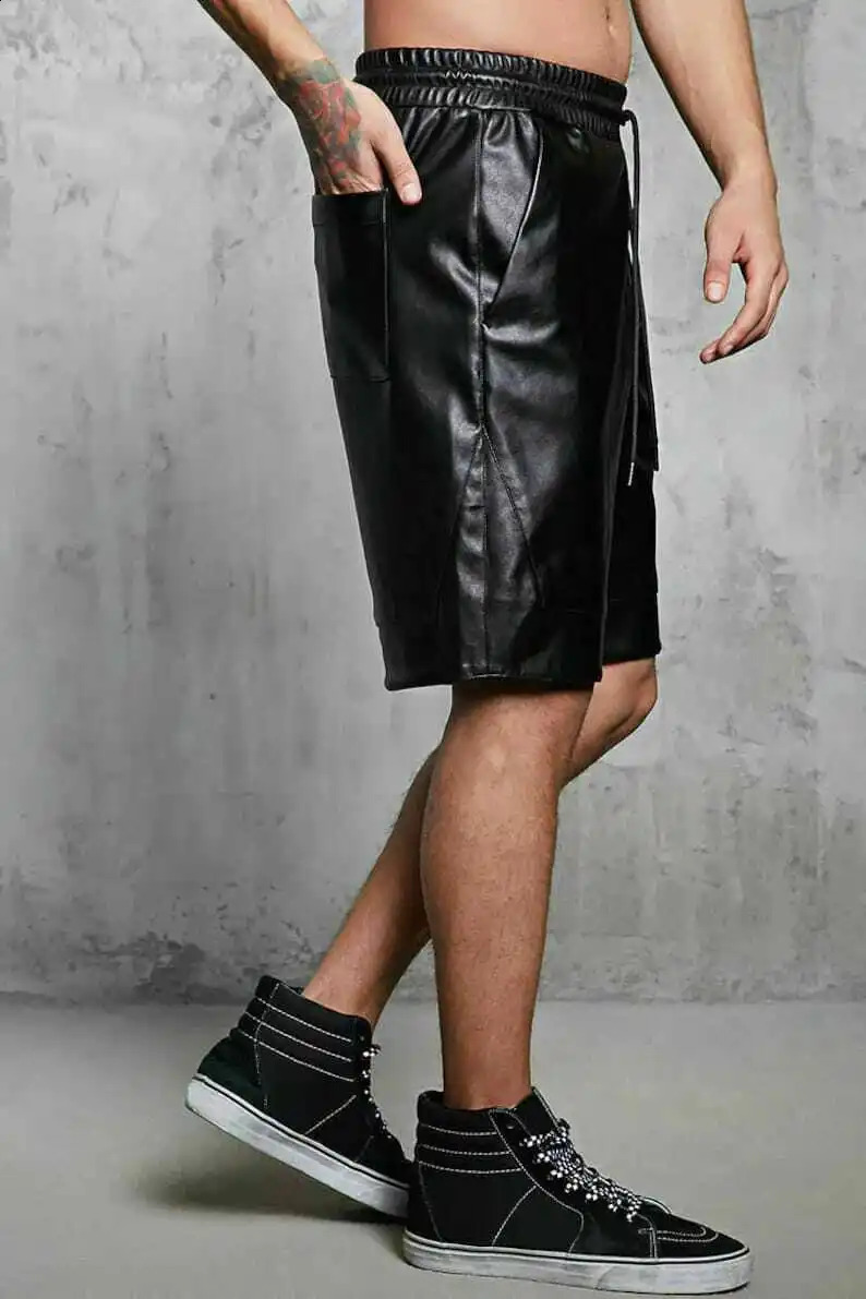 mens leather shorts genuine soft Lambskin sports leggings ZL01 241231