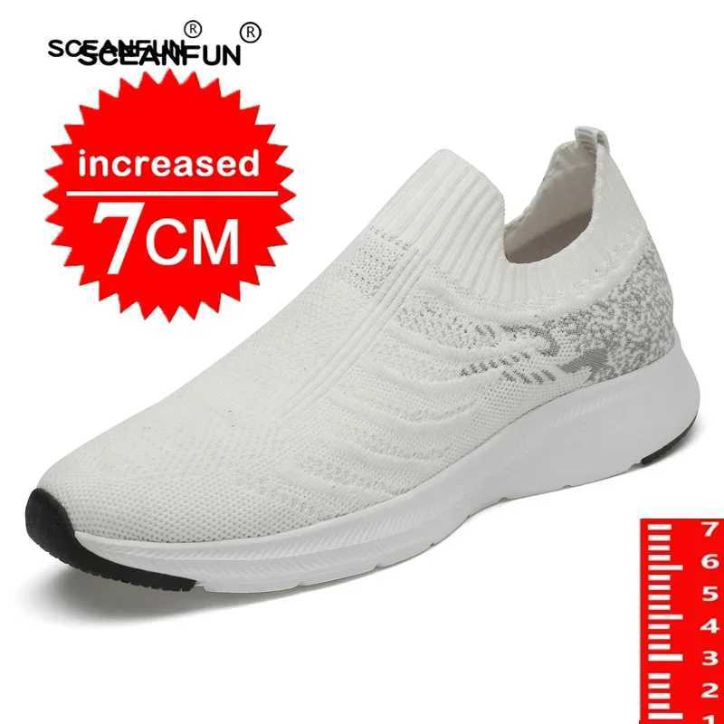 Lift Man Sneakers Summer Elevator Shoes Height Increase Shoes for Men Mesh Light Breathable 7CM Slip-on Casual HeighteningC241231