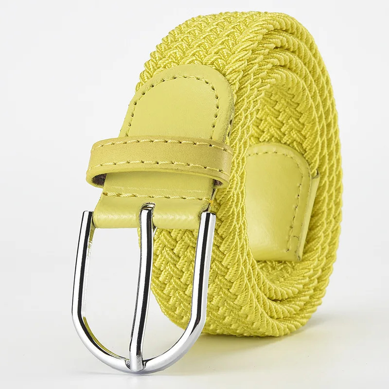 n Men 105cm Belt Purple Pink Green Woven Stretch Casual Buckle Elastic Women Canvas Fashionable Bright 250102