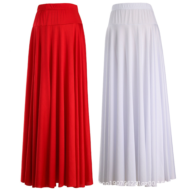 L951 new square dance skirt dance skirt dancing skirt milk silk skirt long skirt ballroom dance skirt big swing skirt