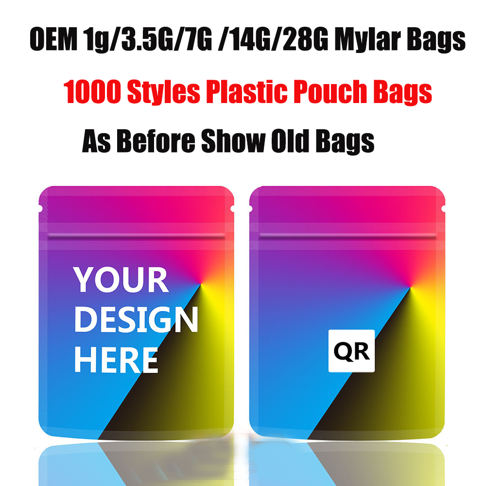 1000+ Styles 1G 3.5G 7G 14G 28G Pound Mylar Bag Plastic Packaging Pouches Soft Touch Smell Proof Special Holographic OEM ODM Irregular Stand Up Zipper