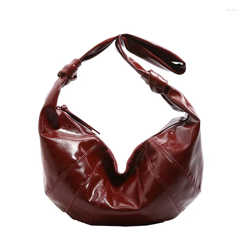 Shoulder Bags PU Leather Crescent Crossbody Bag For Women Casual Satchel Hobo Dumpg Red Y2k Girls Messenger zhanyishengli