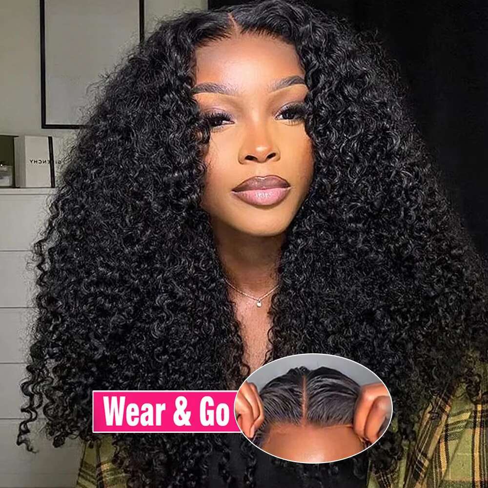 Glueless Kinky Curly Wigs 250% 13X6 HD Frontal Wear Go Deep Wave Lace Front Human Hair 4X4 Closure Wig