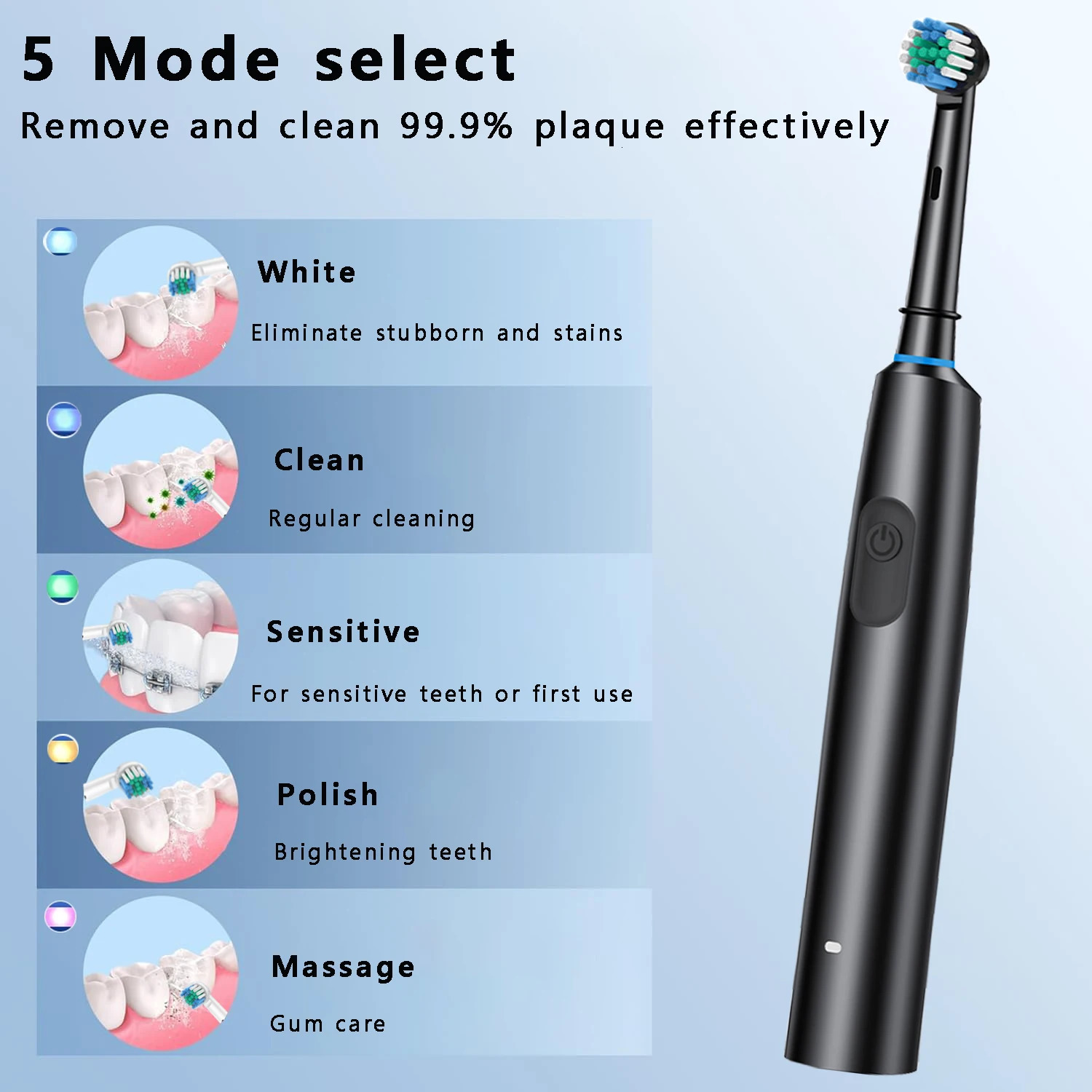 Electric Toothbrush Rotary Cleaning Teeth Brush Waterproof Electronic Tooth Brush With Timer Rechargeable Toothbrush with 8 Head 250102