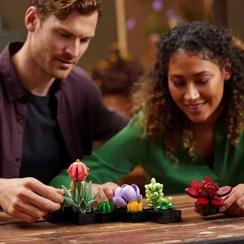 Bouquet of roses orchids building blocks DIY Potted Illustration holiday girlfriend Christmas gift childrens toys W250102