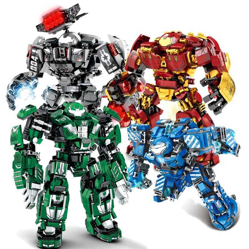 Super Hero Mechanical Building Blocks Boy Toy Super Armored Robot Model Military Warrior Action Character Childrens Gift W250102