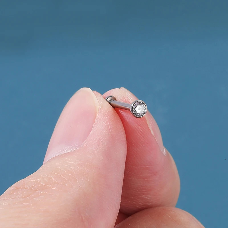 10pcs G23 Labret Piercing 16G Lip Ring Crystal Lip Piercing Tragus Earring Cartilage Stud Body Pircing Jewelry250102