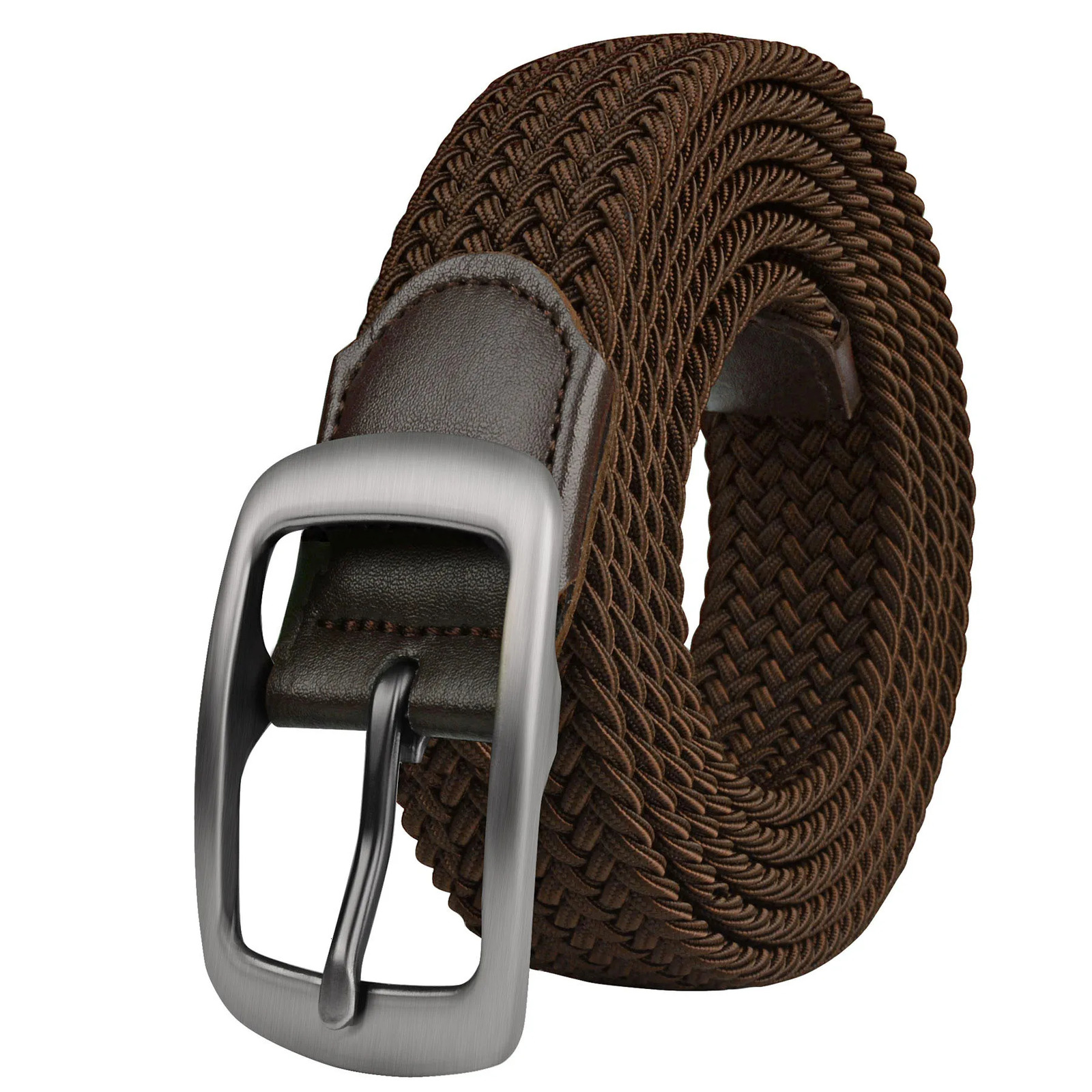 Drizzte Plus Size 130 150 160 170 180 190cm Brown Braided Woven Elastic Stretch Belt Mens for Big and Tall Man High Quality 250102