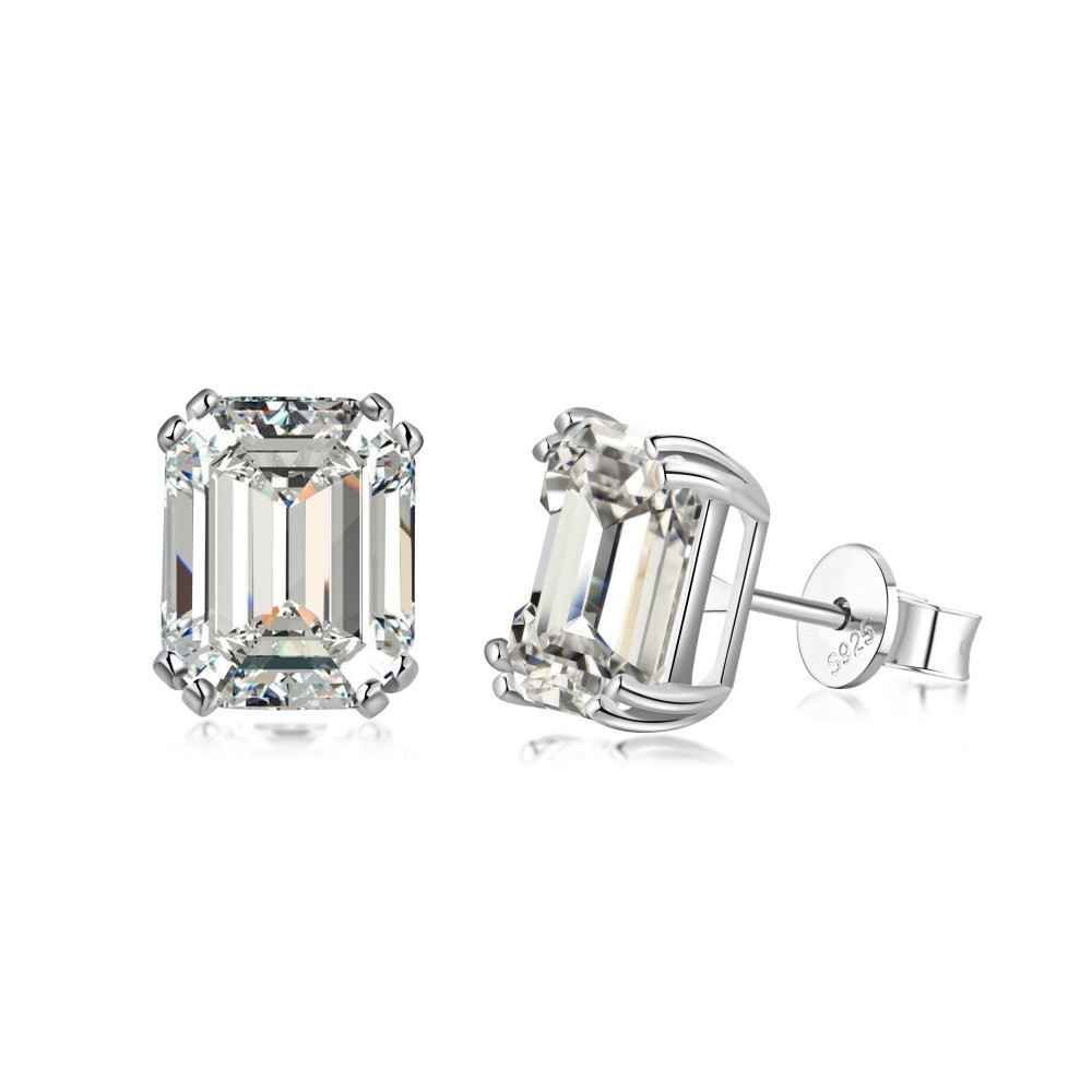 Choucong Ins Top Sell Gorgeous Stud Earrings Lady Fashion Fashion Jewelry Real 100% 925 Sterling Silver Emerlad White Moissanite Diamond Women Earring