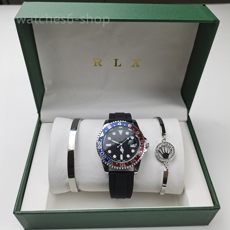 Mens Watches 3Pcs Bracelet Set Luxury Designer Watch Coke Ceramics Bezel Sapphire Crystal WristWatch Men High Quality Gift Original Box With Brand