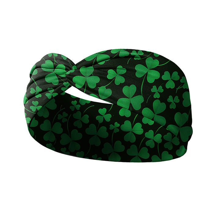 Irish St Patricks Day Headband Older Children Hair Accessories Shamrock Printed Elastic Headband For Sports Yoga cross Sweat Absorption Big Girl Head 