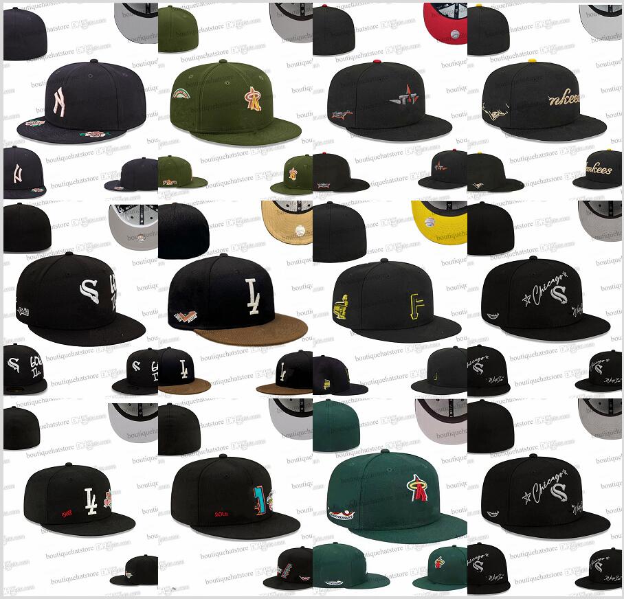 2025 Men's Baseball Fitted Hats Los Angeles" Letters stitched Full Closed Caps Sport Designer retro All Team Cap Patch on side Flower Rose Vintage trucker Caps Jan2-01