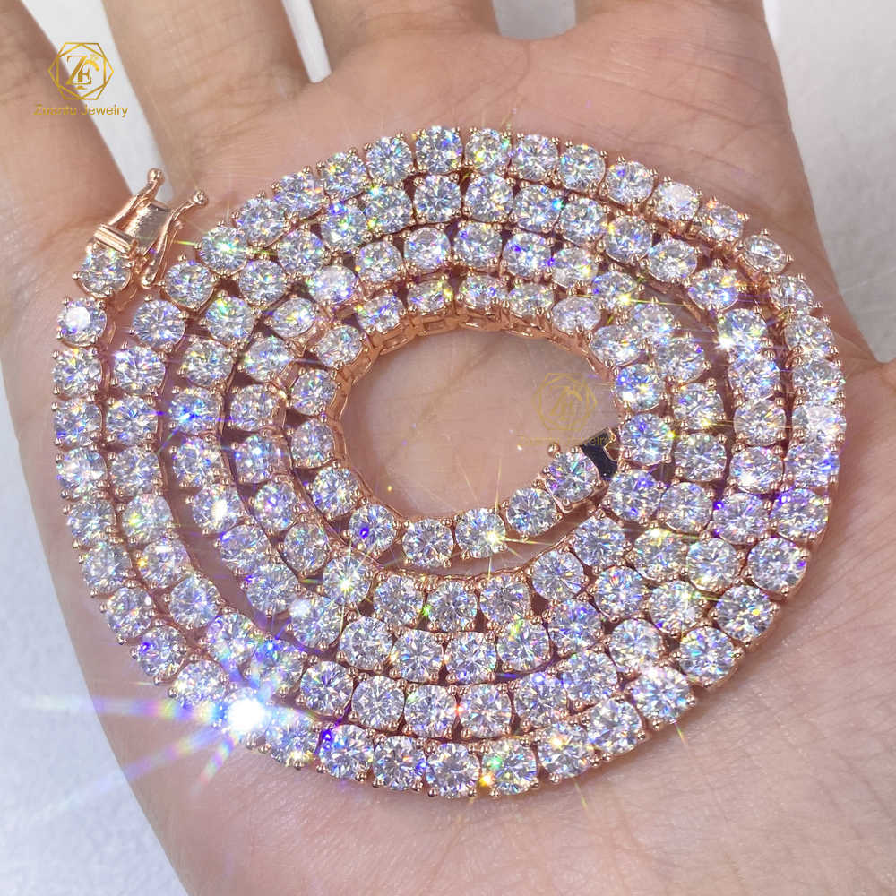 Factory Wholesale Vvs Moissanite Tennis Chain 3MM 4MM 5MM High Quality 10K Gold Plated 925 Silver Find Jewelry Necklace Bracelet