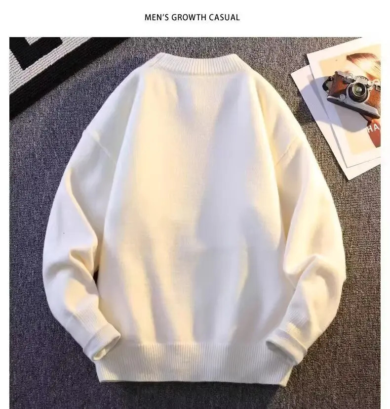 Sweater Mens Fashion Thick Warm Knitted Jumper Sweaters 2024 Fall Winter Korean Fashion Harajuku Men Printed Pullovers 241231