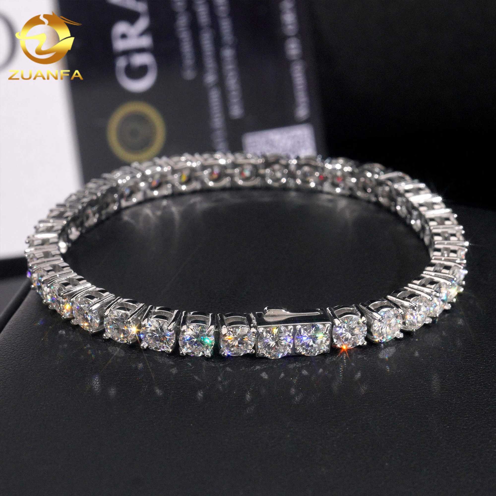 RTS 316L Never Tarnish Chain Stainless Steel VVS Moissanite Lab Dia 4mm 5mm Tennis Bracelet