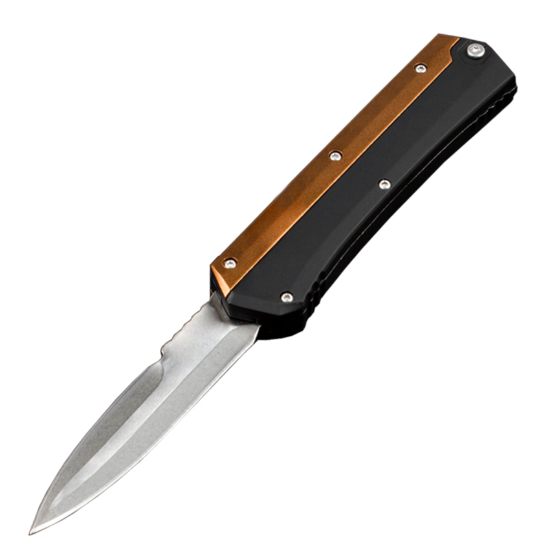 Top Quality Tactical Knife 5Cr15Mov Double Edge Stone Wash Blade Two-tone Zn-al Alloy Handle 3-sided Switch EDC Pocket Knives With Nylon Bag