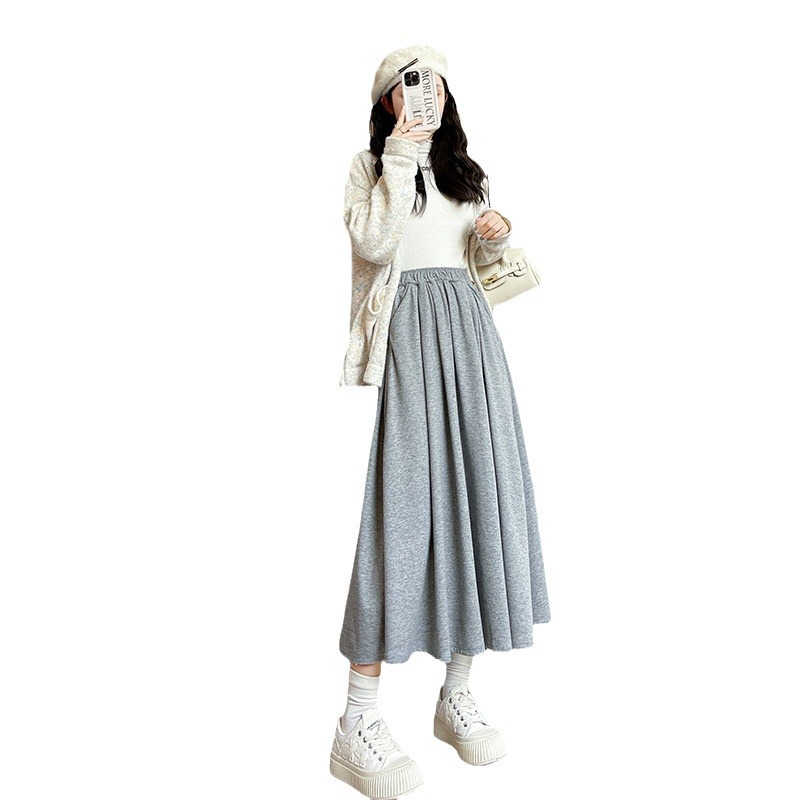 B8210 Spring and Autumn 2024 new slim drape a-line Yamamoto umbrella skirt medium-length lazy skirt