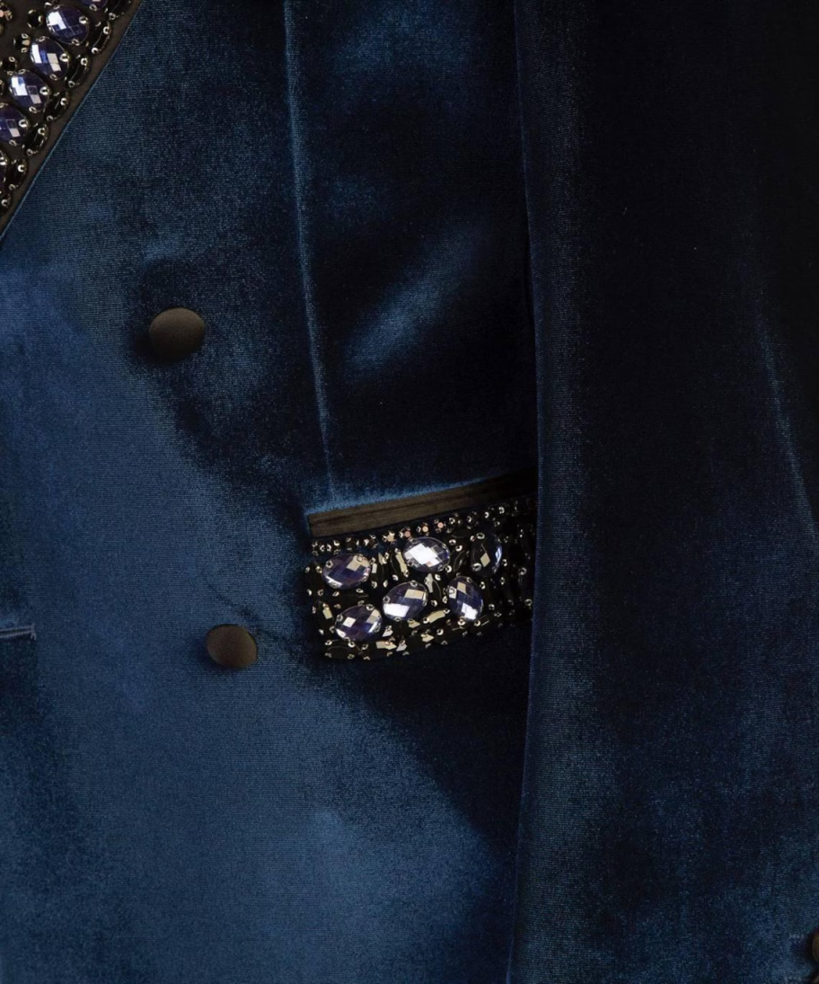 Gorgeous Wedding Tuxedos Beaded Crystal 1 Piece Set Coat Men Suits Peaked Lapel Double Breasted Groom Wear Party Event Customized