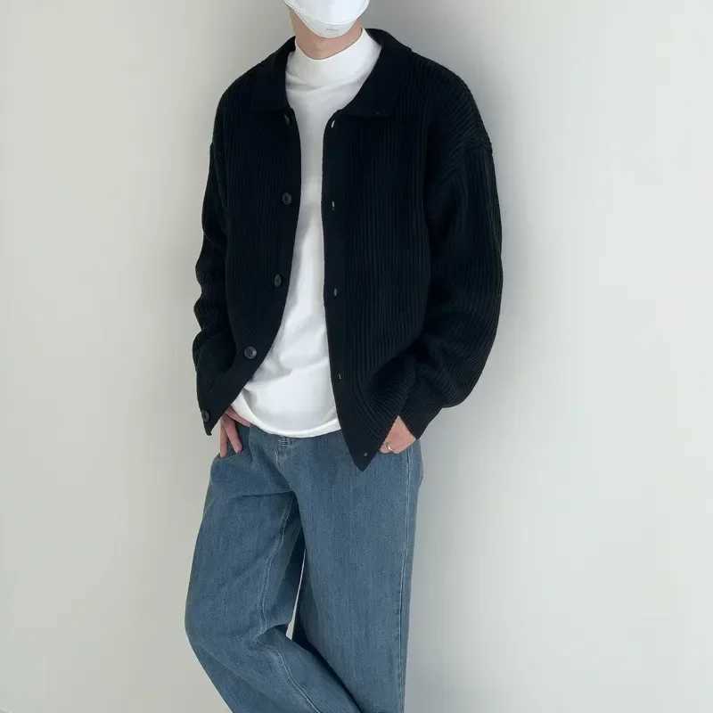 High Quality Korean style solid color loose thick sweater autumn and winter coat mens lazy style Harajuku casual fashion knitted cardigan T250102