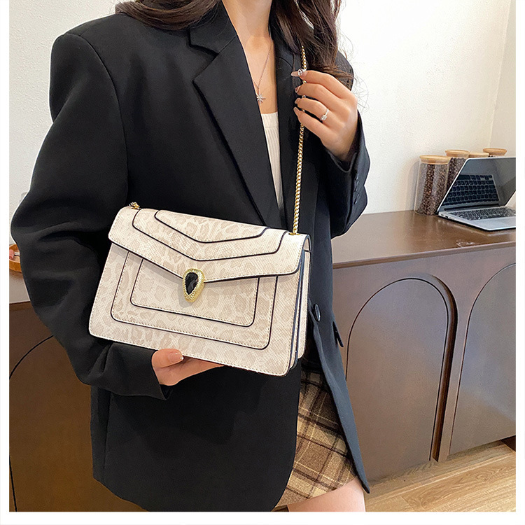 Women's Vintage-Style Mini Crossbody Bag with Leopard Print and Chain Strap