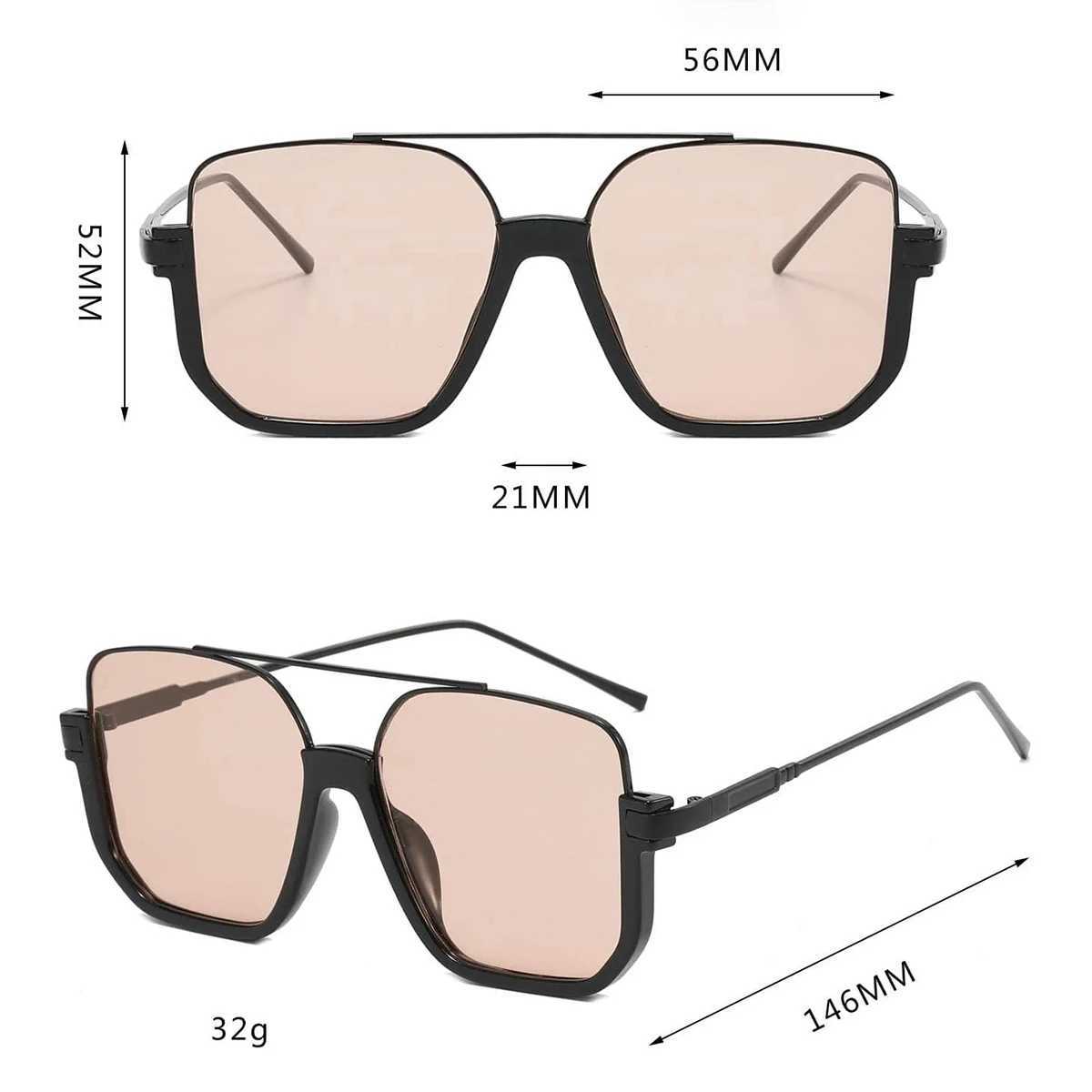Fashion Vintage Big Square Sunglasses Half Metal Frame UV400 Sun Shades Women Men Tren Brand Design Sun Glasses EyewearXJ250102