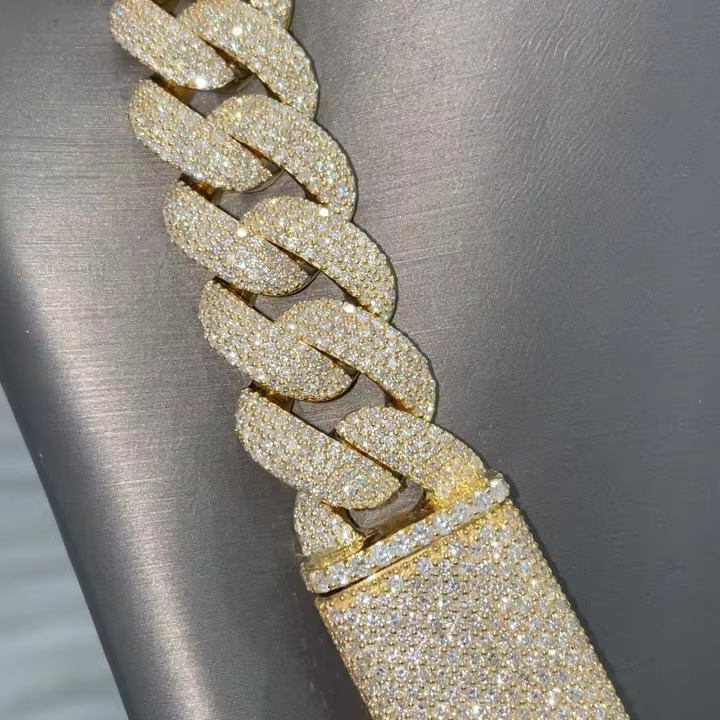 20 MM VVS Dia Cuban k Iced Out Choker Necklace Moissanite Sterg Sier Men Women Rapper Chain