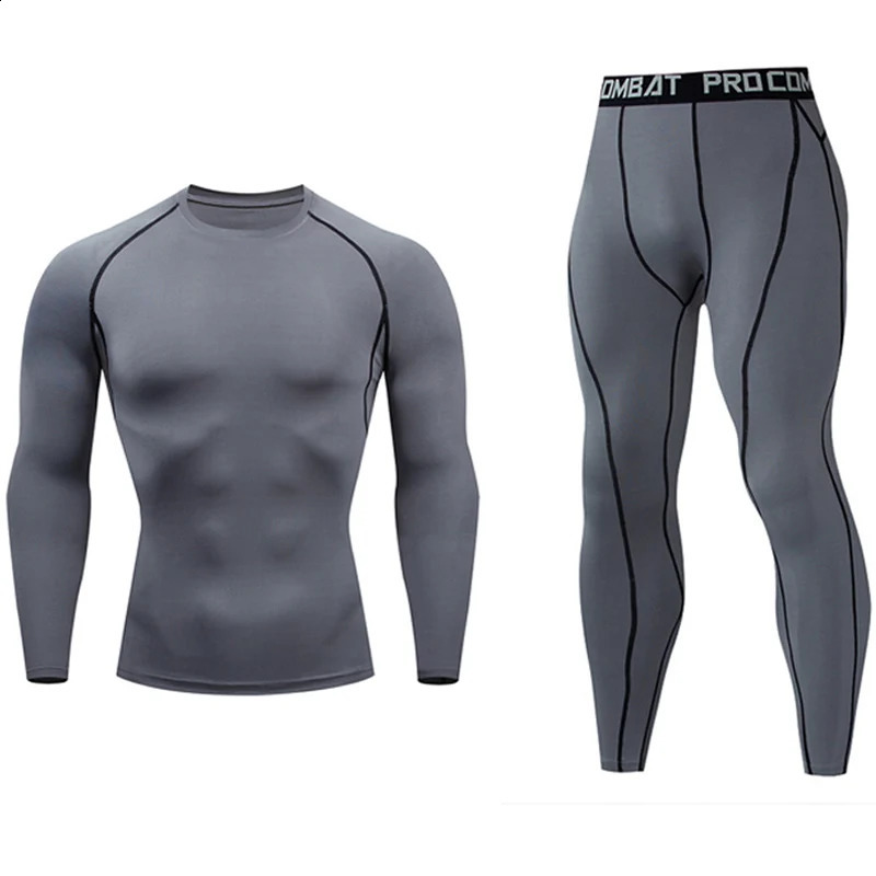 Mens Running Set Gym Jogging Thermo underwear xxxxl Second skin Compression Fitness MMA rashgard Male Quick dry Track suit 241231