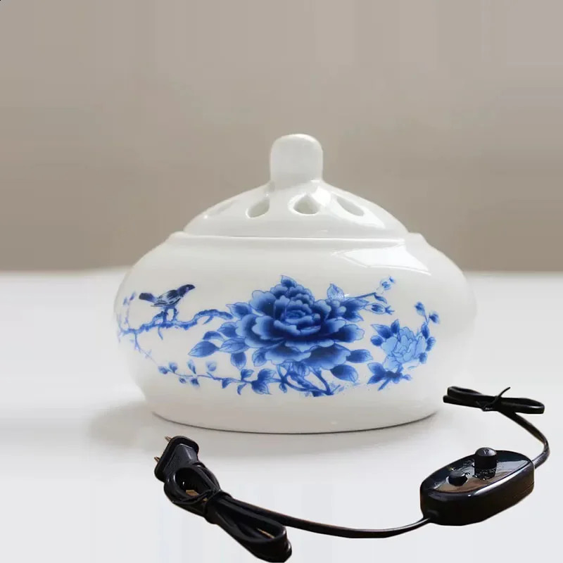 Y 220V Timed Temperature Regulation Incense Ceramic Tea Warmer Electric Essential Oil Lamp for Home Decoration Ornaments 241226