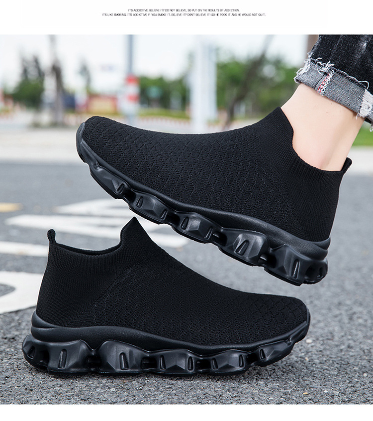 2025 Cross-border new men's shoes Breathable socks shoes flying woven sports shoes casual student walking women's shoes soft sole non-slip 3
