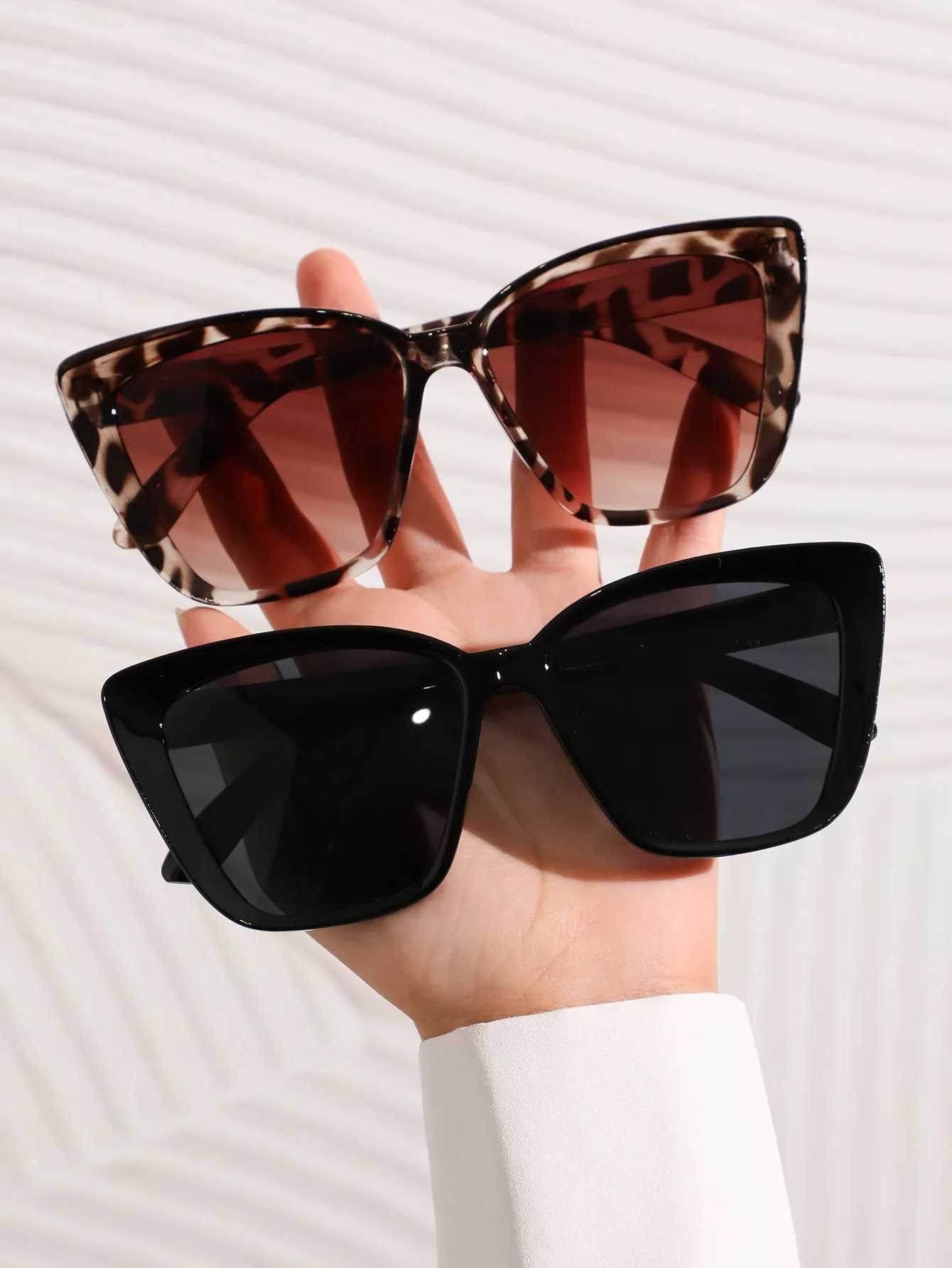 2 PCS Fashionable Oval Plastic Frame Versatile Street Photo Sunglasses For Travel VacationXJ250102