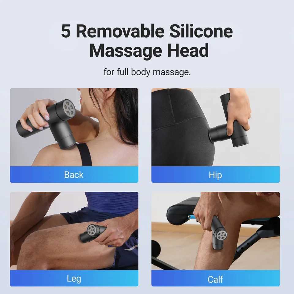 MERACH mini massage gun with 8mm magnification Percussion massage tool with 5 massage heads portable handheld muscle massagerW250102