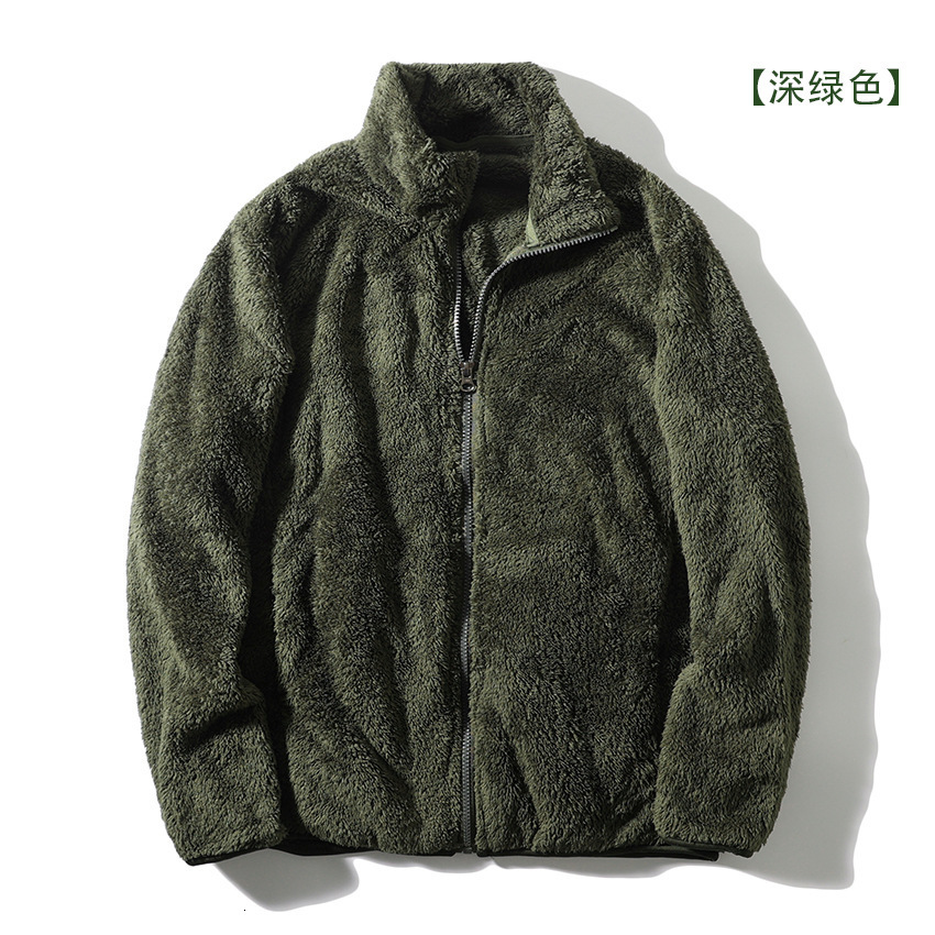 Mens long wool lambhair long sleeved stand up collar jacket with fleece jacket 419505 produced in the fitting room 2024