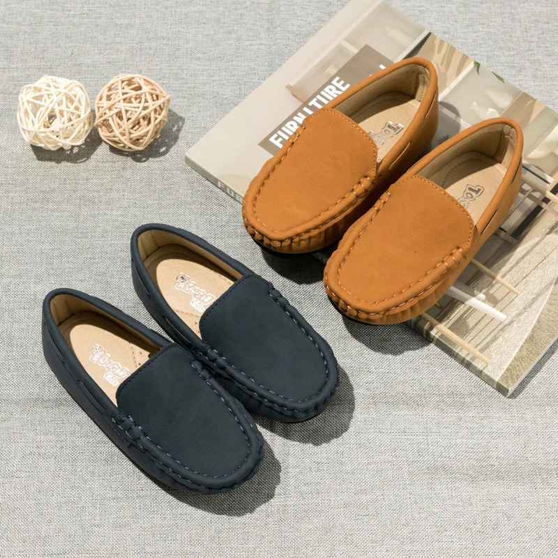 Spring Summer Kids Shoes Boy Girl Casual Shoes Breathable Brown Rubber Sole Childrens Boys Girls Flat Leather Shoes Moccasins 250102