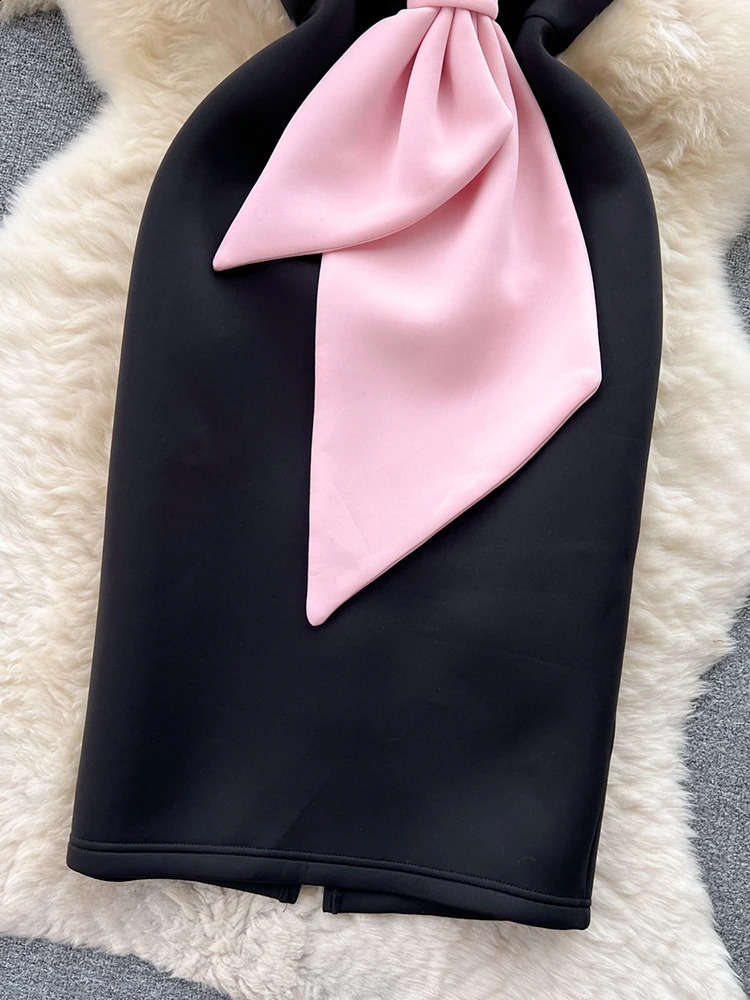 XFPV Womens Sleeveless Three way Bow A-line Ultra Thin Dress Vestidos Y2k Sweet Korean Fashion Trend Spring and Autumn 2025 SM8116 241231