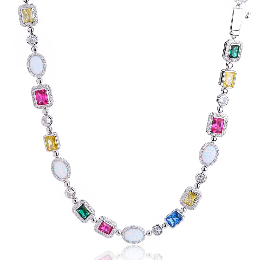 ESKEEM Fine Jewelry Sterg Sier Hip Hop VVS Moissanite Colorful Gemstone k Chain Necklace for Men Women Gift