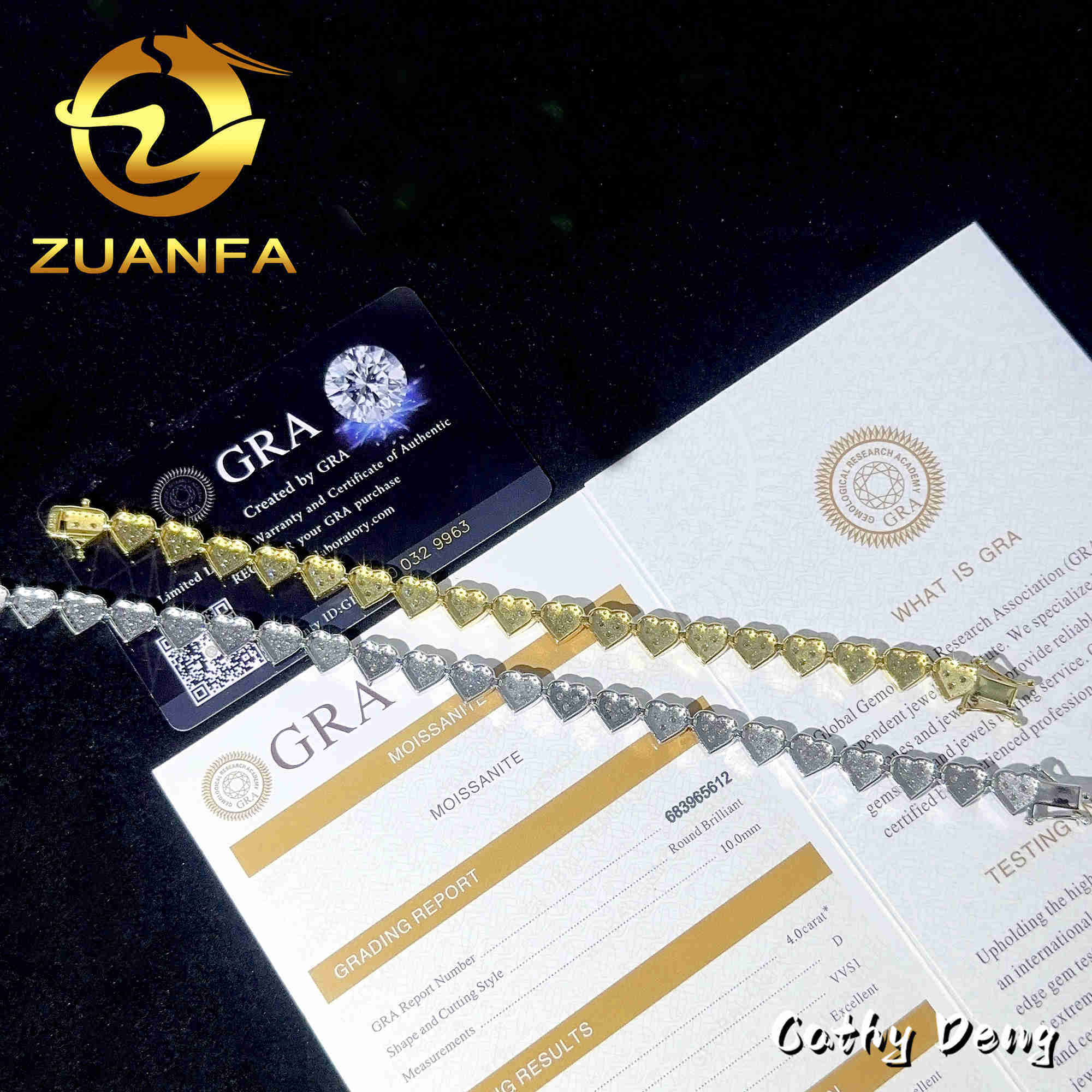 Fine 8mm Heart Shape VVS k Bracelet Sier Moissanite Hip Hop Jewelry Cuban chain for men women