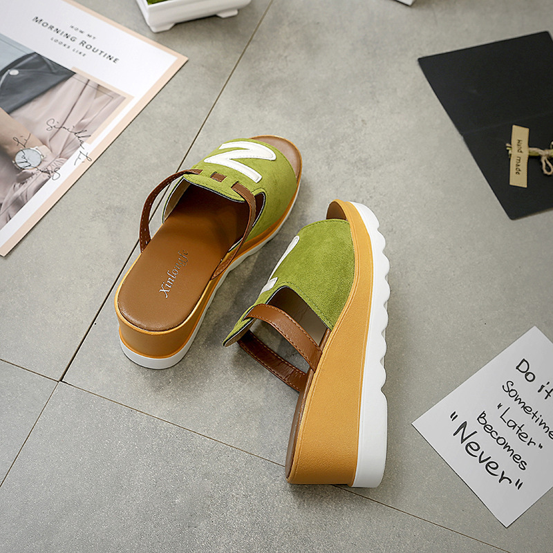 Ddmywed New Summer One Legged Sandals, Shoes, Sponge Cake Outskirts, Slope Heels, Fashion Cool Slippers, Women's Thick Bottom Chinese Brand Shoes