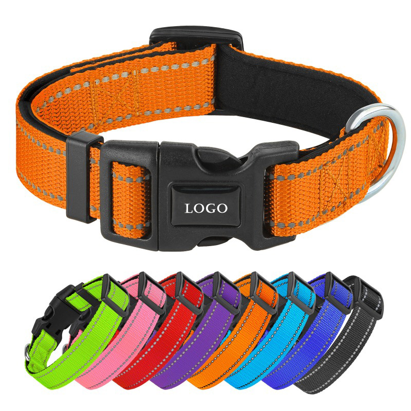 Custom LOGO Dog Collar Sublimation Print Strap Pet Collar Neoprene Anti-String Neck Pet Collar Small & Medium Dogs Multi Colour Nylon Reflective Colla