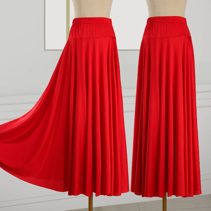 L951 new square dance skirt dance skirt dancing skirt milk silk skirt long skirt ballroom dance skirt big swing skirt