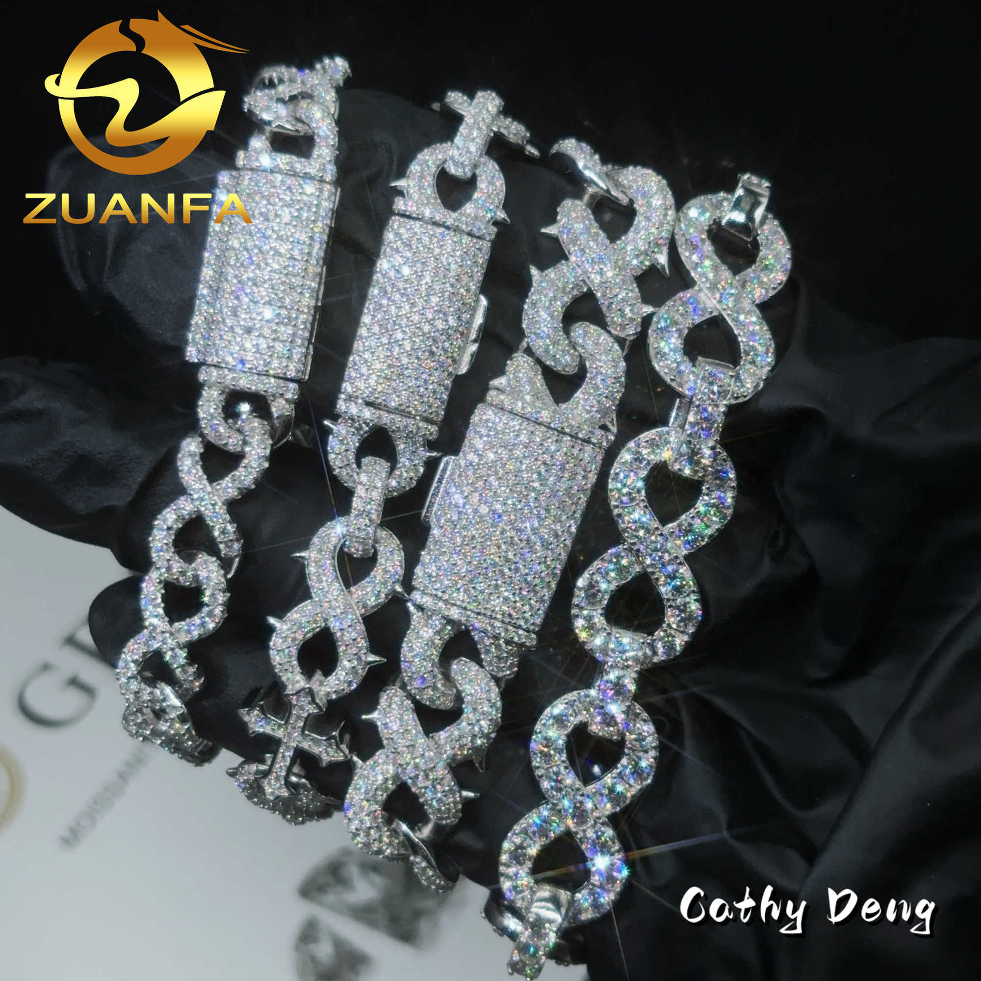 Fashion Hip Hop Jewelry 4 Styles Infinite Iced out Men Cuban Bracelet 925Silver Moissanite Bracelet Pass Diamond Test cuban link