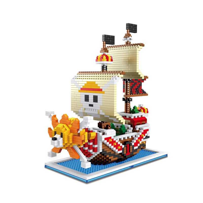One piece pirate ship building block animation thousand sunny and happy Luffy Shanks Boa mini building block childrens toy pictures W250102