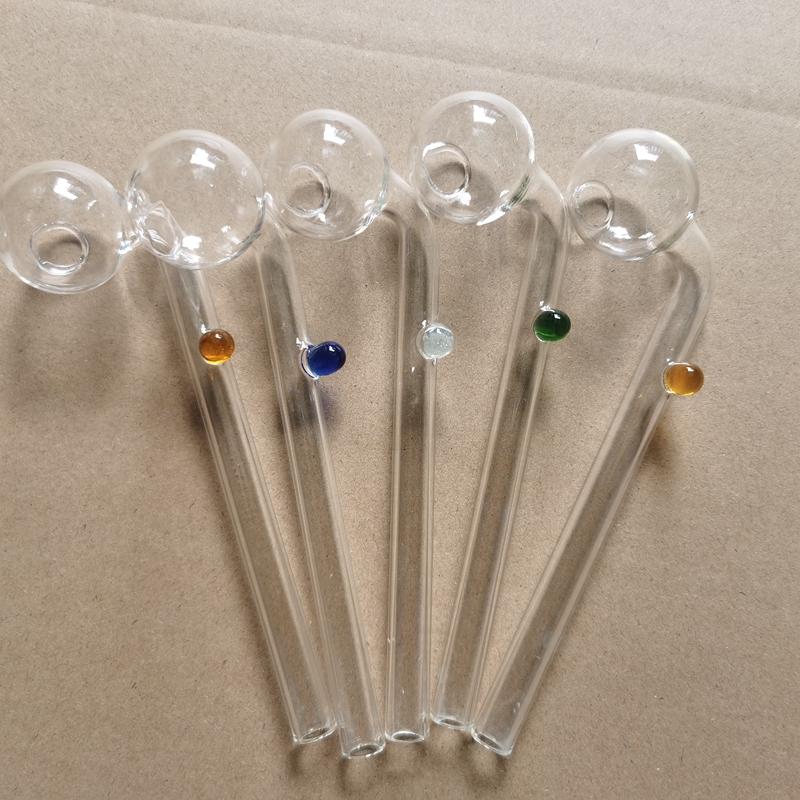 20pcs Pyrex Glass Oil Burner Pipe 14cm Curved Bent Hand Tube Water Smoking Pipe no logo