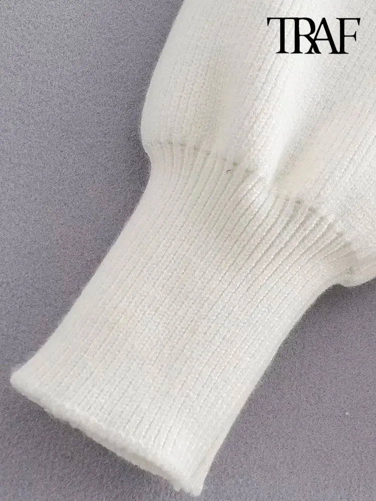 TRAF womens loose knit camisole sweater sexy off shoulder long sleeved womens floral top 241231