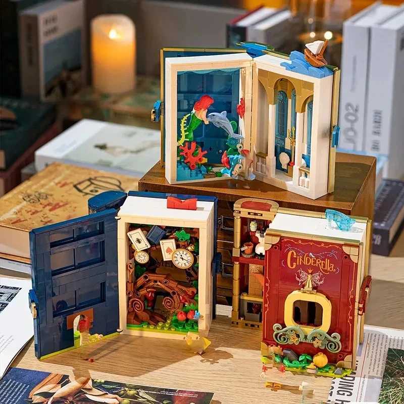 Dream Princess 3D Storybook Building Blocks Book Anime Movie MOC Building Blocks Toy Cute Fairy Tale Model Childrens Girl Birthday Gift W250102