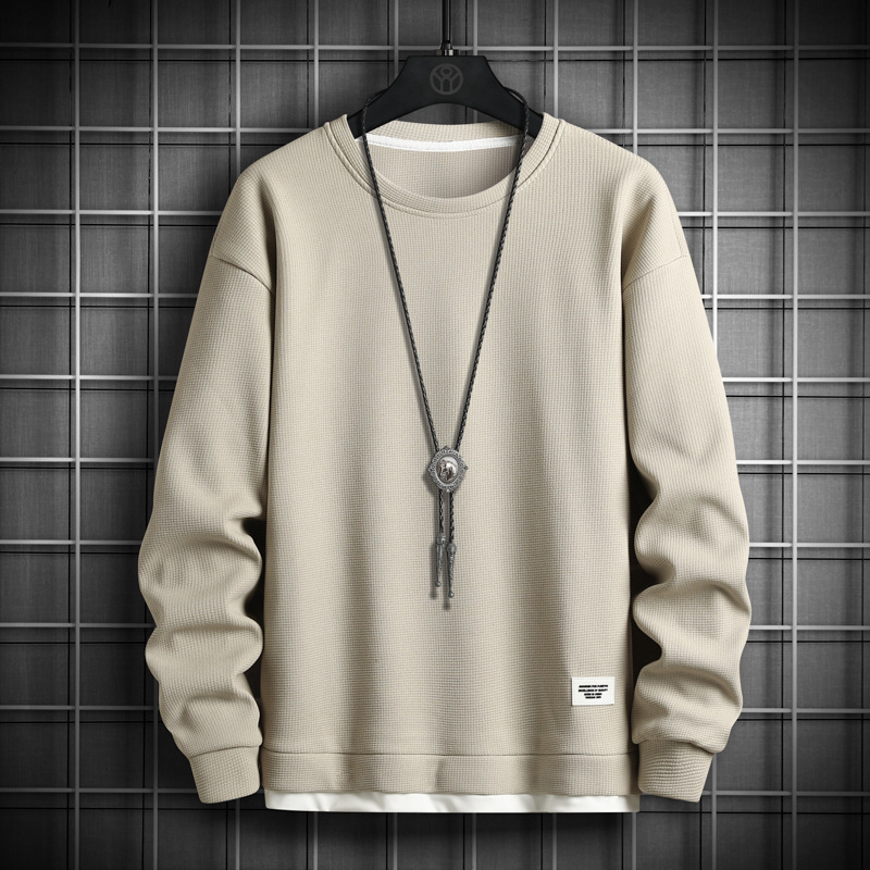 CH01013 Sweatshirt Men's Fashion Brand Waffle Fake Two-piece 2024 Autumn New Long-sleeved T-shirt