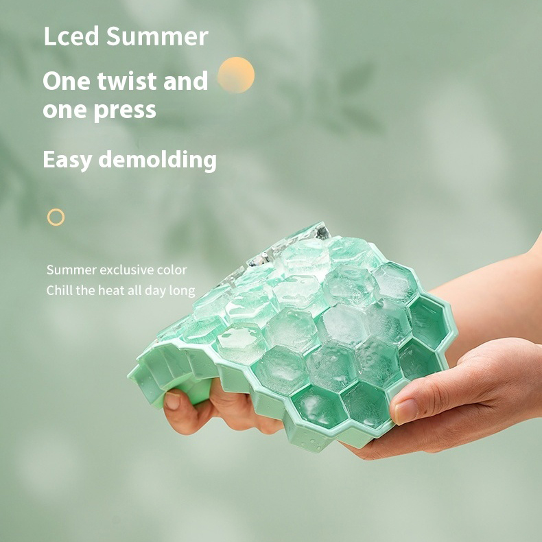 Silicone with lid silicone honeycomb ice lattice ice mold honeycomb ice mold silicone ice lattice ice cream ice cube box