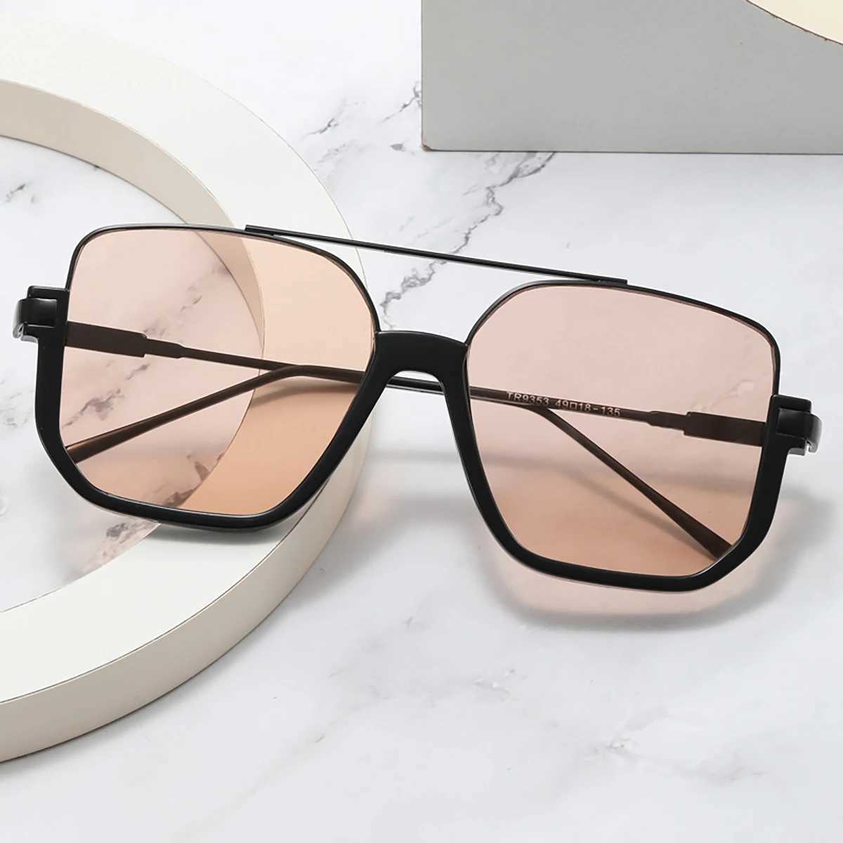 Fashion Vintage Big Square Sunglasses Half Metal Frame UV400 Sun Shades Women Men Tren Brand Design Sun Glasses EyewearXJ250102